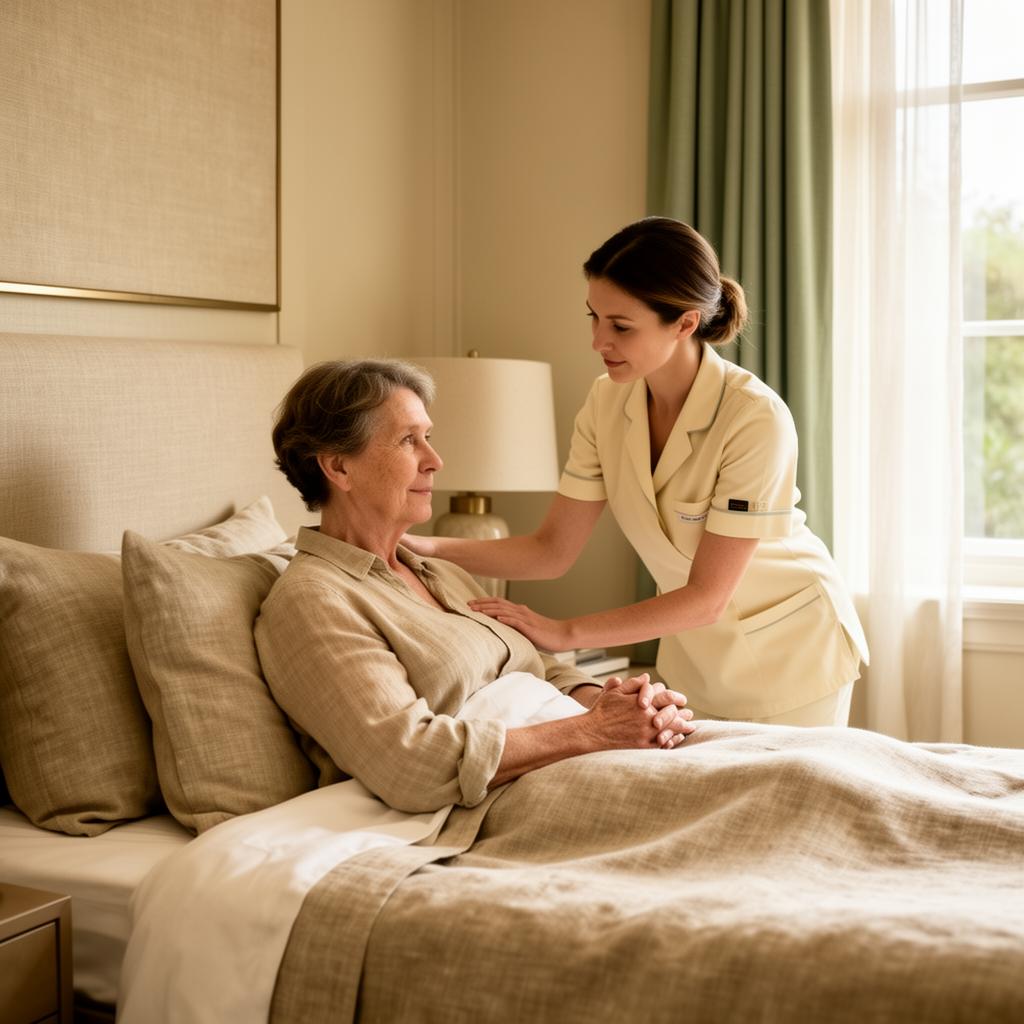 Professional nurse compassionately assisting a recovery patient